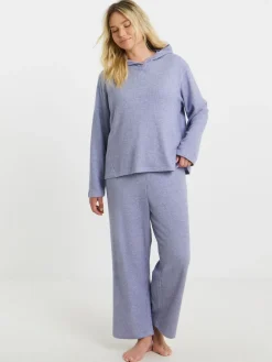 Simply Be Blue Pretty Secrets Metallic Fibre Rib Lounge Set Discount