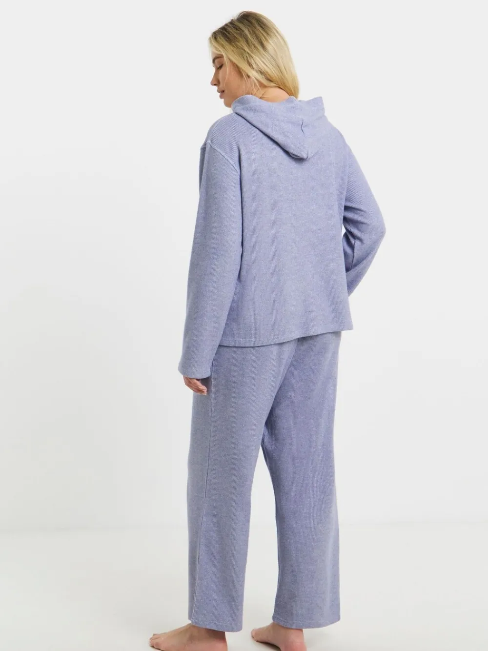 Simply Be Blue Pretty Secrets Metallic Fibre Rib Lounge Set Discount