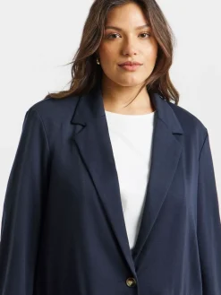 Simply Be Blue Single Breasted Ponte Blazer Clearance