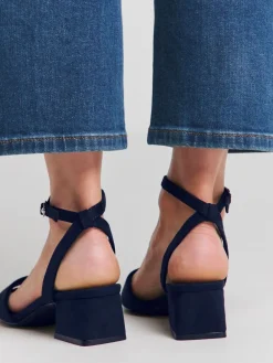 Simply Be Wide Fit Barely There Block Heel Sandals Blue Clearance