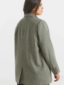 Simply Be Brown Houndstooth Single Breasted Blazer Clearance