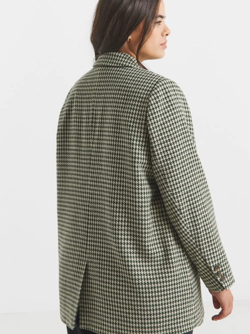 Simply Be Brown Houndstooth Single Breasted Blazer Clearance