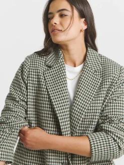 Simply Be Brown Houndstooth Single Breasted Blazer Clearance