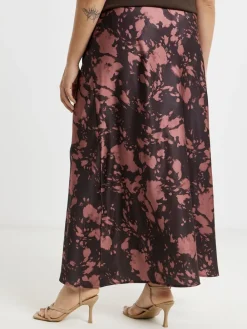 Simply Be Satin Maxi Skirt Brown Best