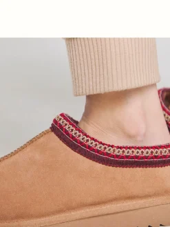 Simply Be Brown Wide Fit Wide Fit Embriodery Full Mules Brown Slippers Hot