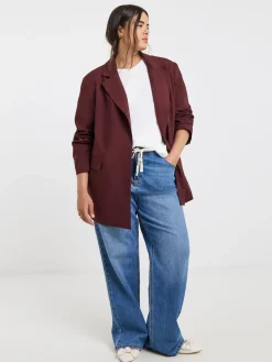 Simply Be Oversized Single Breasted Blazer Burgundy Red Best