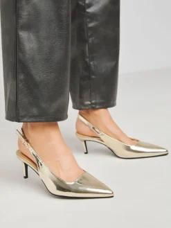 Simply Be Extra Wide Fit Slingback Court Shoes Gold