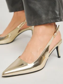 Simply Be Extra Wide Fit Slingback Court Shoes Gold