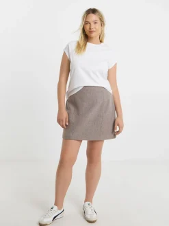Simply Be Grey Wool Look Tailored Mini Skirt Hot