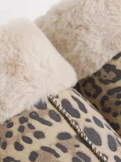 Simply Be Standard Fit Faux Fur Lined Suede Mule Slippers Light Brown New