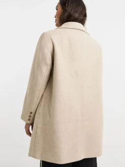 Simply Be Longline Faux Wool Coat Natural Hot