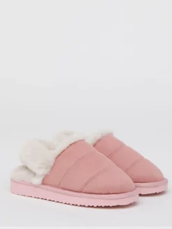 Simply Be Slingback Fluffy Slippers Pink Discount