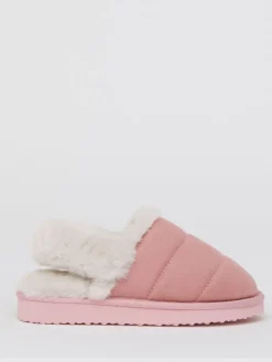 Simply Be Slingback Fluffy Slippers Pink Discount