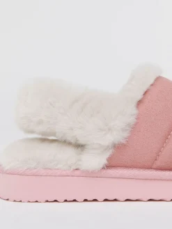 Simply Be Slingback Fluffy Slippers Pink Discount