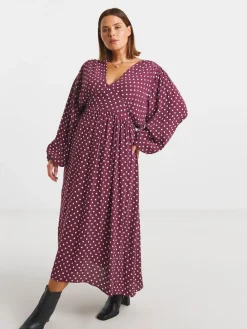 Simply Be V-Neck Button Through Midi Dress Red Discount