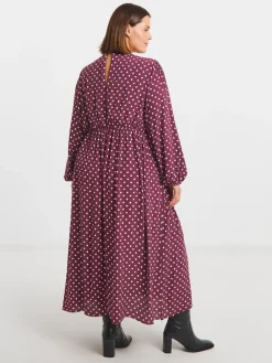 Simply Be V-Neck Button Through Midi Dress Red Discount