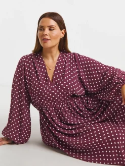 Simply Be V-Neck Button Through Midi Dress Red Discount