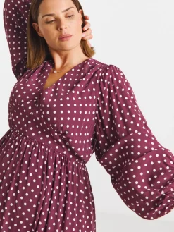 Simply Be V-Neck Button Through Midi Dress Red Discount