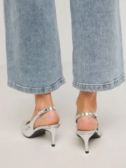 Simply Be Extra Wide Fit Slingback Court Shoes Silver Clearance