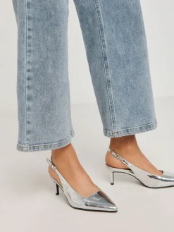 Simply Be Wide Fit Slingback Court Shoes Silver Hot