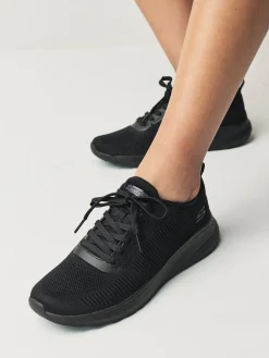 Skechers Womens Bobs Squad Chaos Face Off Trainers Black Chrome Discount