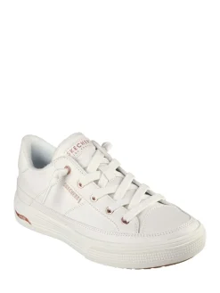 Skechers White PU Arch Fit Arcade Womens Trainers WhitePU Sale