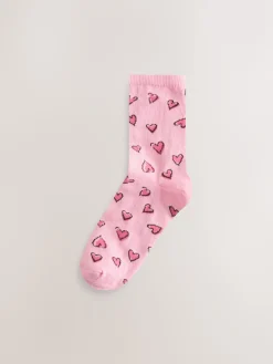 Next Ankle Socks 4 Pack Sketchy Heart Hot