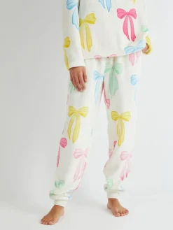 Skinnydip Pink Multicolour Bow Twosie Fleece Pyjamas Set Clearance