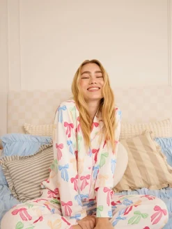 Skinnydip White Multicolour Bow Pyjama Set Clearance