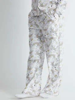 Skinnydip White Peanuts x Snoopy Rainbow Print Pyjama Set in Ecru Best