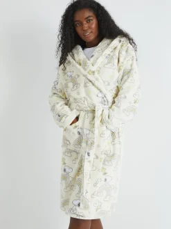 Skinnydip White Peanuts x Snoopy Rainbow Print Dressing Robe Clearance