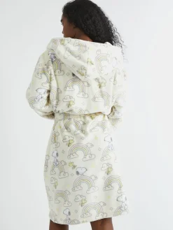 Skinnydip White Peanuts x Snoopy Rainbow Print Dressing Robe Clearance