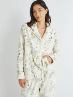 Skinnydip White Peanuts x Snoopy Rainbow Fleece Pyjamas Set Online
