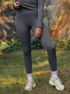 Next Slate Grey Ribbed Seamless High Waist Leggings Outlet