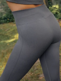 Next Slate Grey Ribbed Seamless High Waist Leggings Outlet