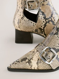 Next Forever Comfort® Cut Out Buckle Detail Ankle Boots Snake Print Discount