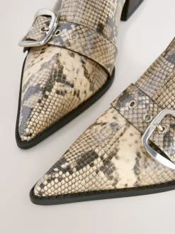 Next Forever Comfort® Cut Out Buckle Detail Ankle Boots Snake Print Discount