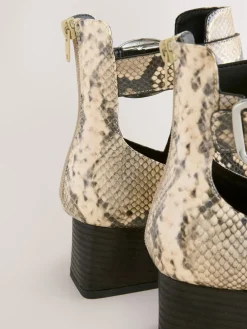 Next Forever Comfort® Cut Out Buckle Detail Ankle Boots Snake Print Discount