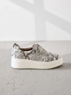 Next Slip On Signature Leather Chunky Wedge Platform Trainers Snake New