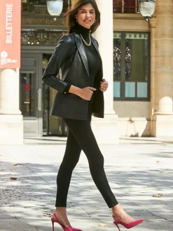 Sosandar Black Luxe Leather Blazer