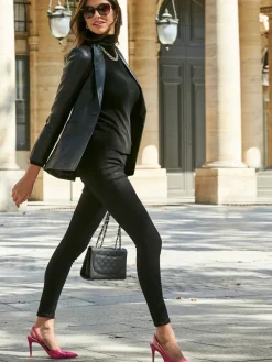 Sosandar Black Luxe Leather Blazer