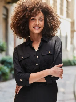 Sosandar Black Side Stripe Button Front Jumpsuit Hot