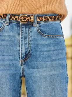 Sosandar Brown Leopard Print Leather Belt