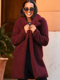 Sosandar Red Super Cosy Borg Coat Best