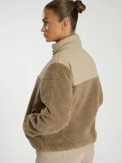 South Beach Borg Zip-Up Padded Jacket Brown Sale