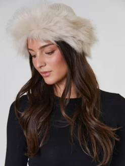 South Beach Faux Fur Hat And Glove Set Brown New