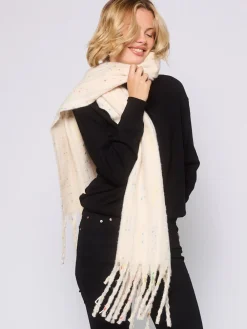 South Beach Cream Woven Thread Detail Scarf Best