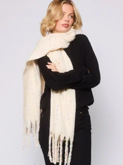 South Beach Cream Woven Thread Detail Scarf Best