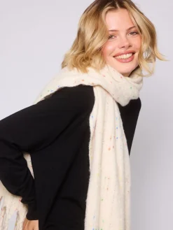 South Beach Cream Woven Thread Detail Scarf Best