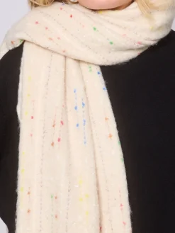 South Beach Cream Woven Thread Detail Scarf Best